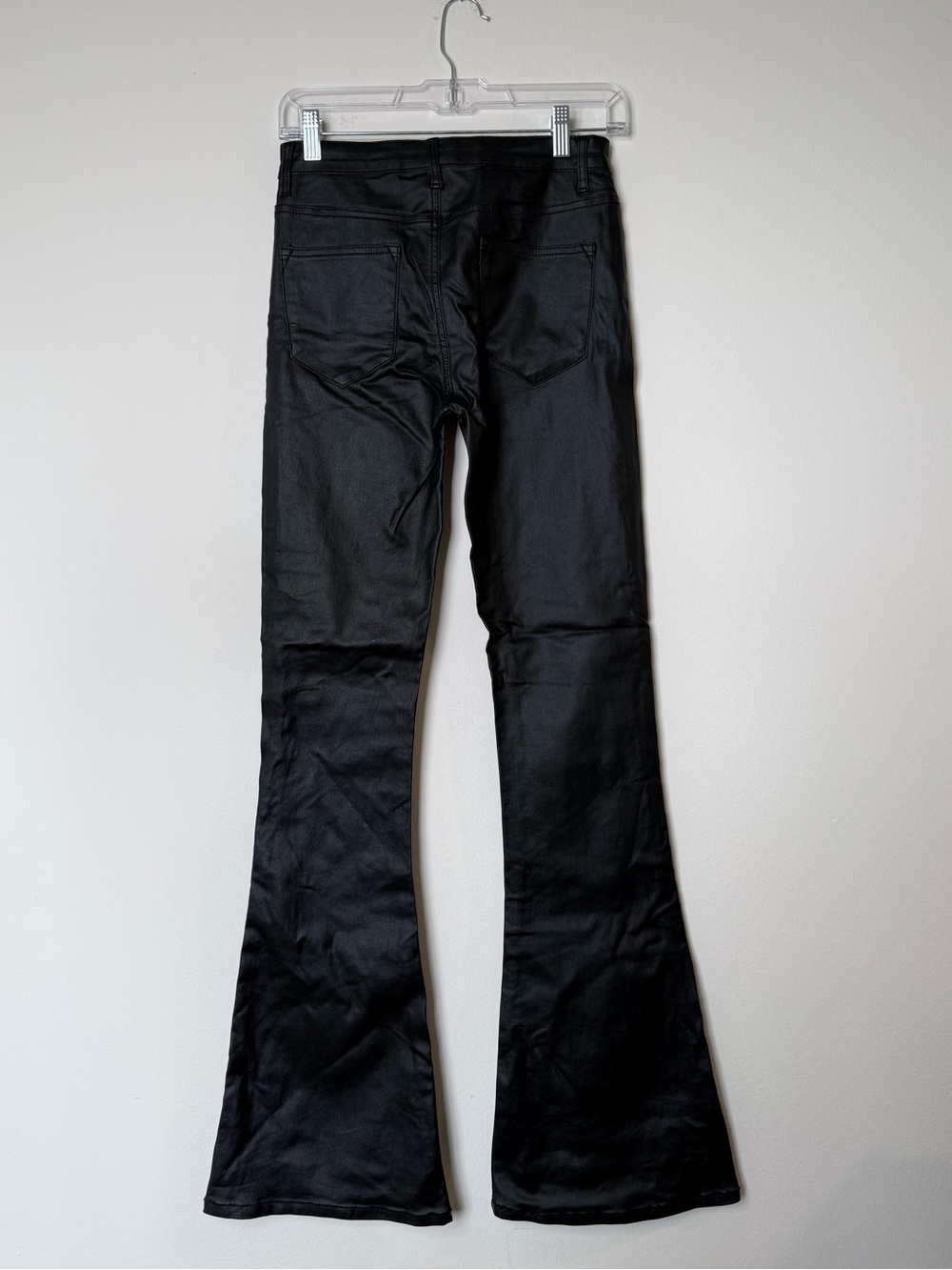 Faux Leather Black Flared Women’s Pants - Picture 3 of 5